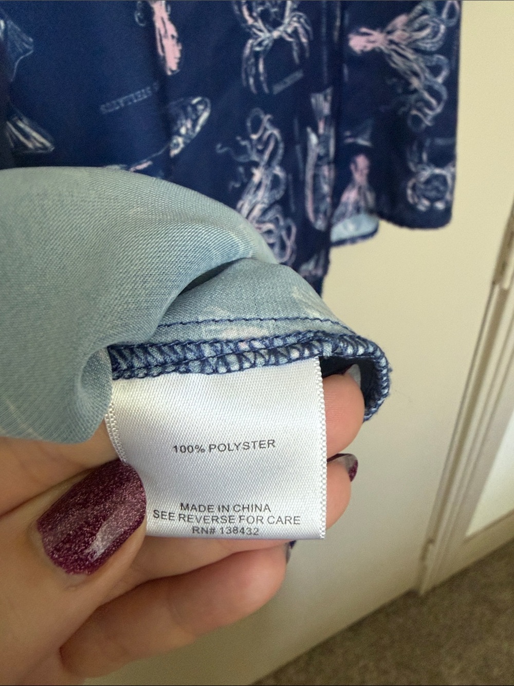 1X Modcloth Sea Creatures Ruffle Neck Blouse - Picture 5 of 7